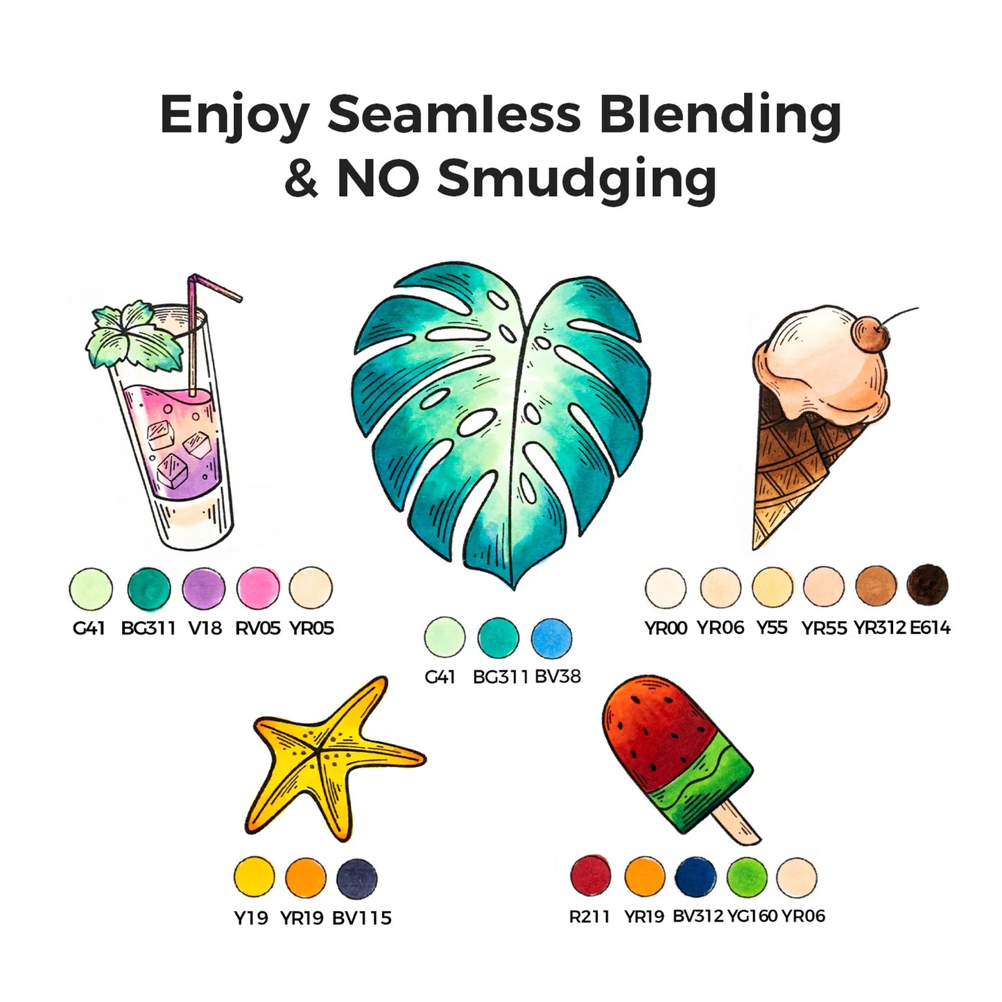Ohuhu Honolulu 6 Skin Tone Alcohol Marker Set – Brush & Chisel Dual Tip