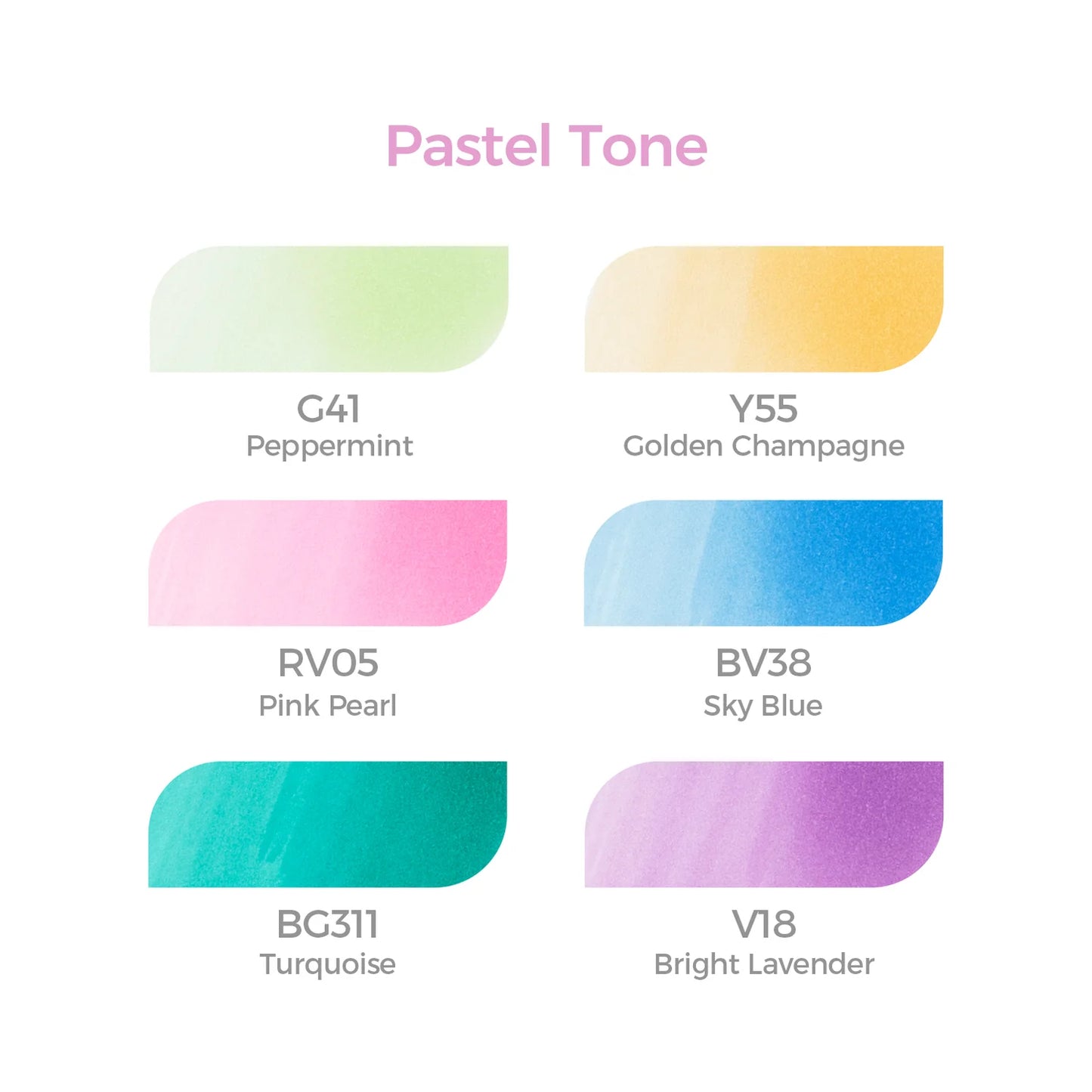 Ohuhu Honolulu 6 Pastel Tone Alcohol Marker Set – Brush & Chisel Dual Tip