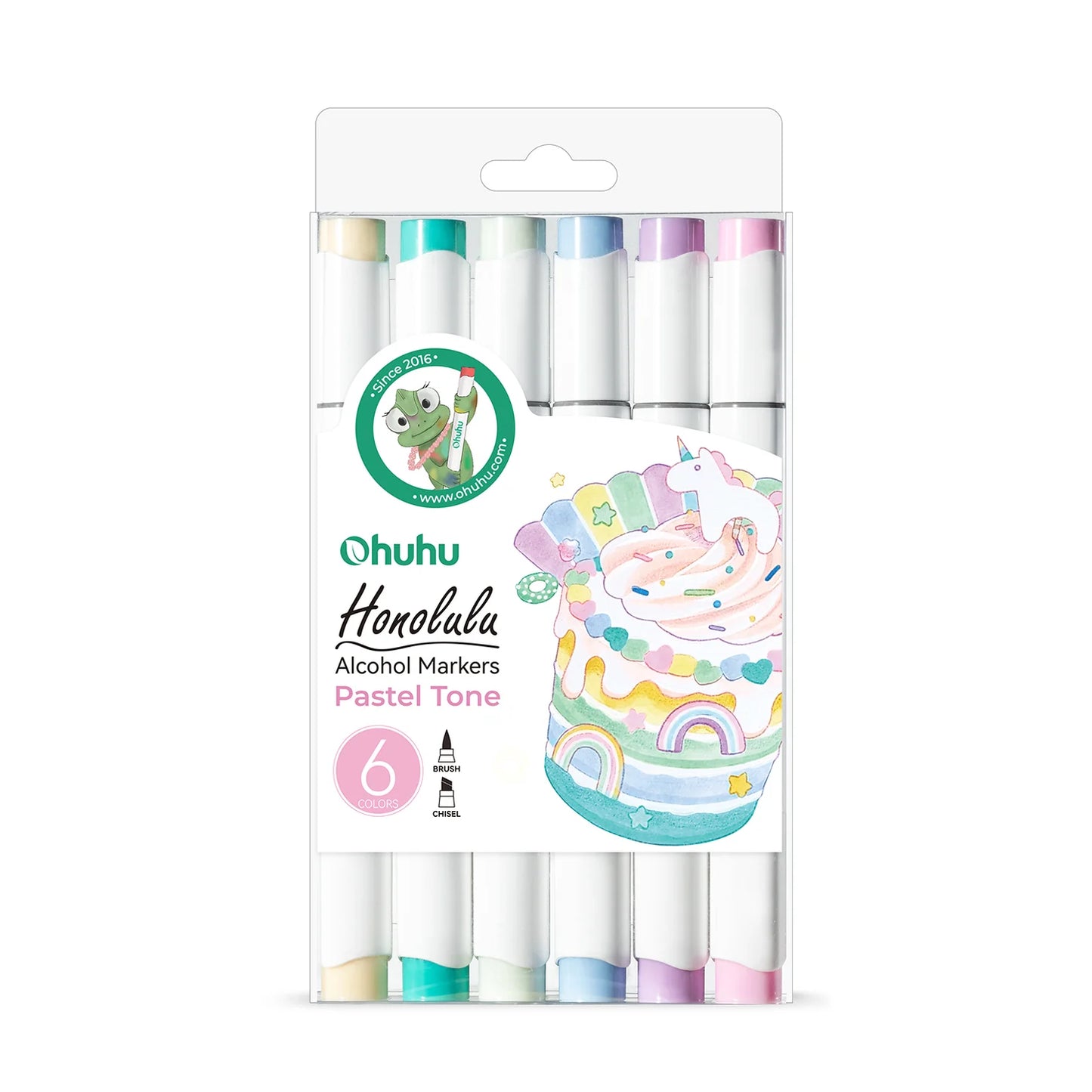 Ohuhu Honolulu 6 Pastel Tone Alcohol Marker Set – Brush & Chisel Dual Tip