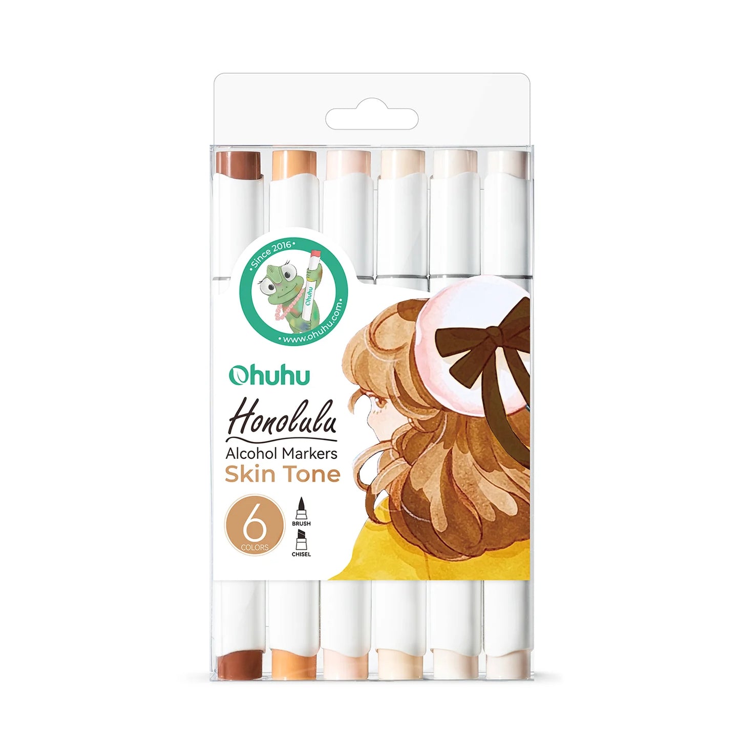 Ohuhu Honolulu 6 Skin Tone Alcohol Marker Set – Brush & Chisel Dual Tip