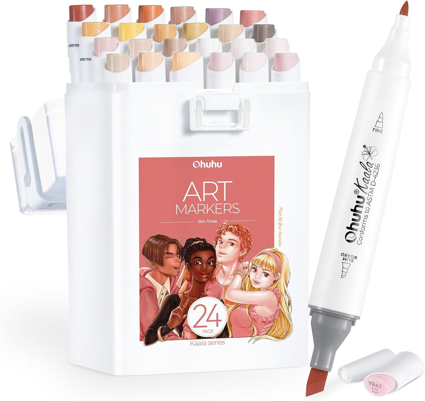Ohuhu Kaala 24 Portrait Skin Tone Alcohol Markers – Slim Broad & Fine Dual Tip