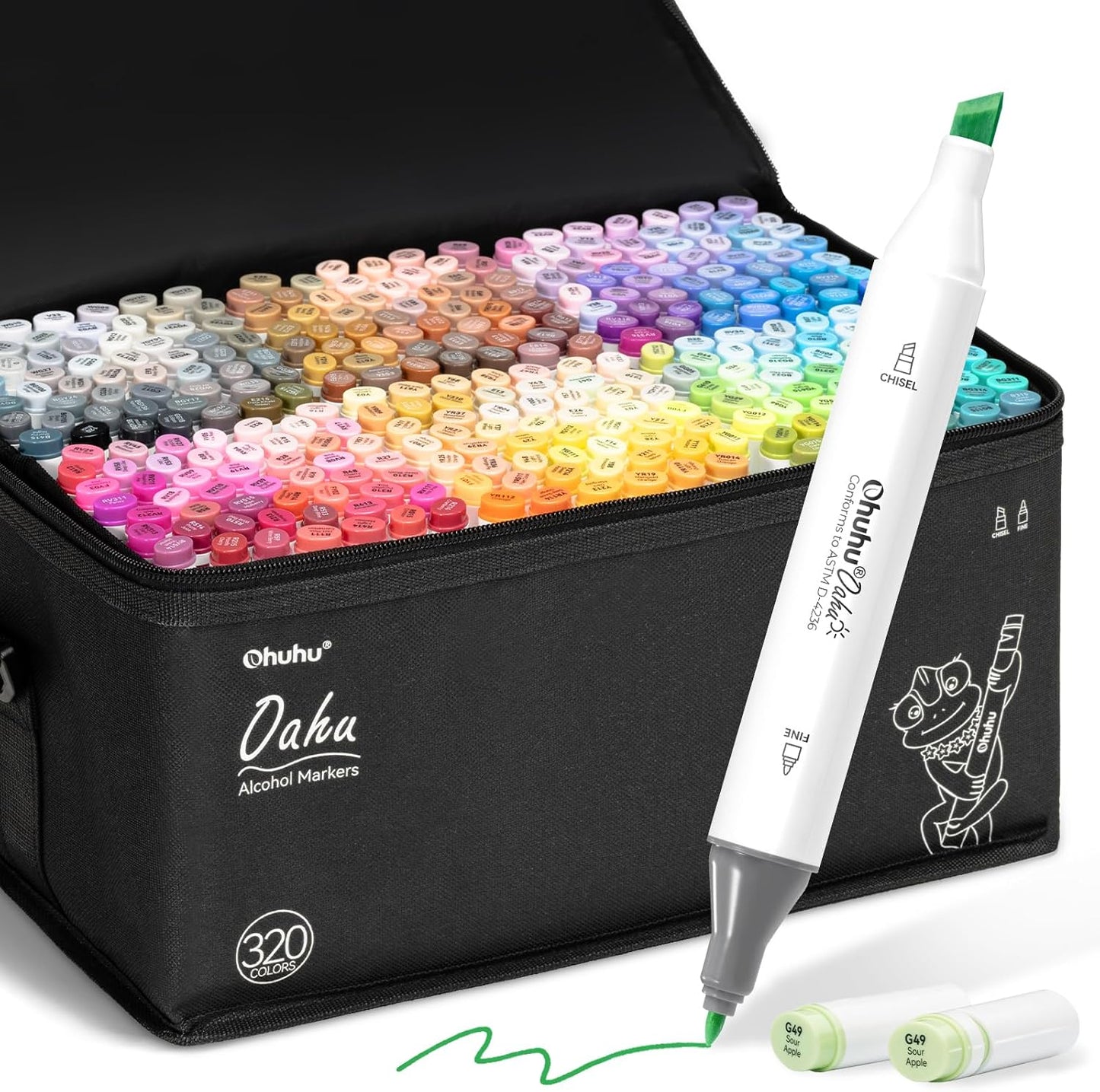 Ohuhu Oahu 320 Colour Alcohol Marker Set – Fine & Chisel Dual Tip