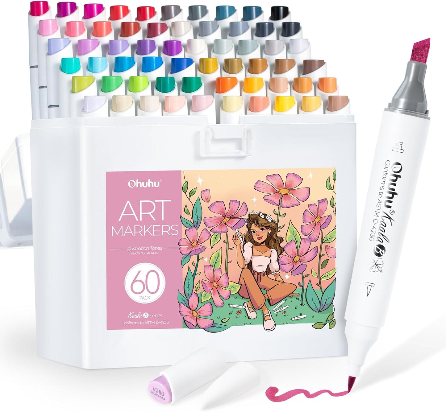 Ohuhu Kaala B Alcohol Marker Set – Mini Brush & Slim Broad Dual Tip