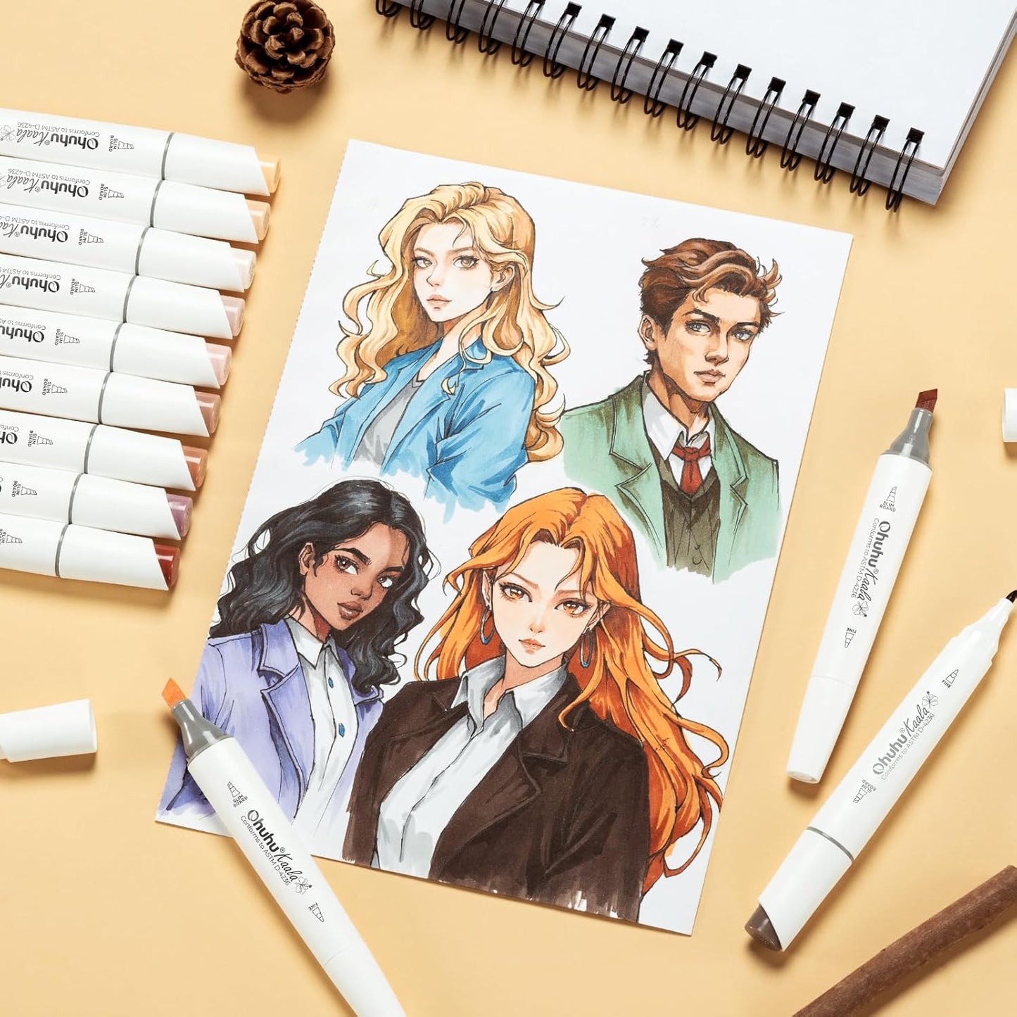 Ohuhu Kaala 24 Portrait Skin Tone Alcohol Markers – Slim Broad & Fine Dual Tip