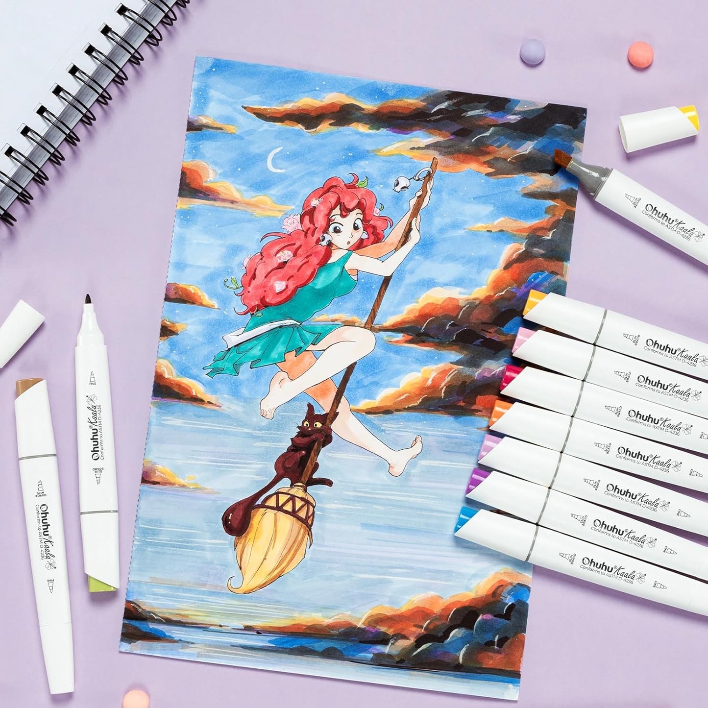 Ohuhu Kaala 60 Colour Alcohol Marker Set – Fine & Slim Broad Dual Tip