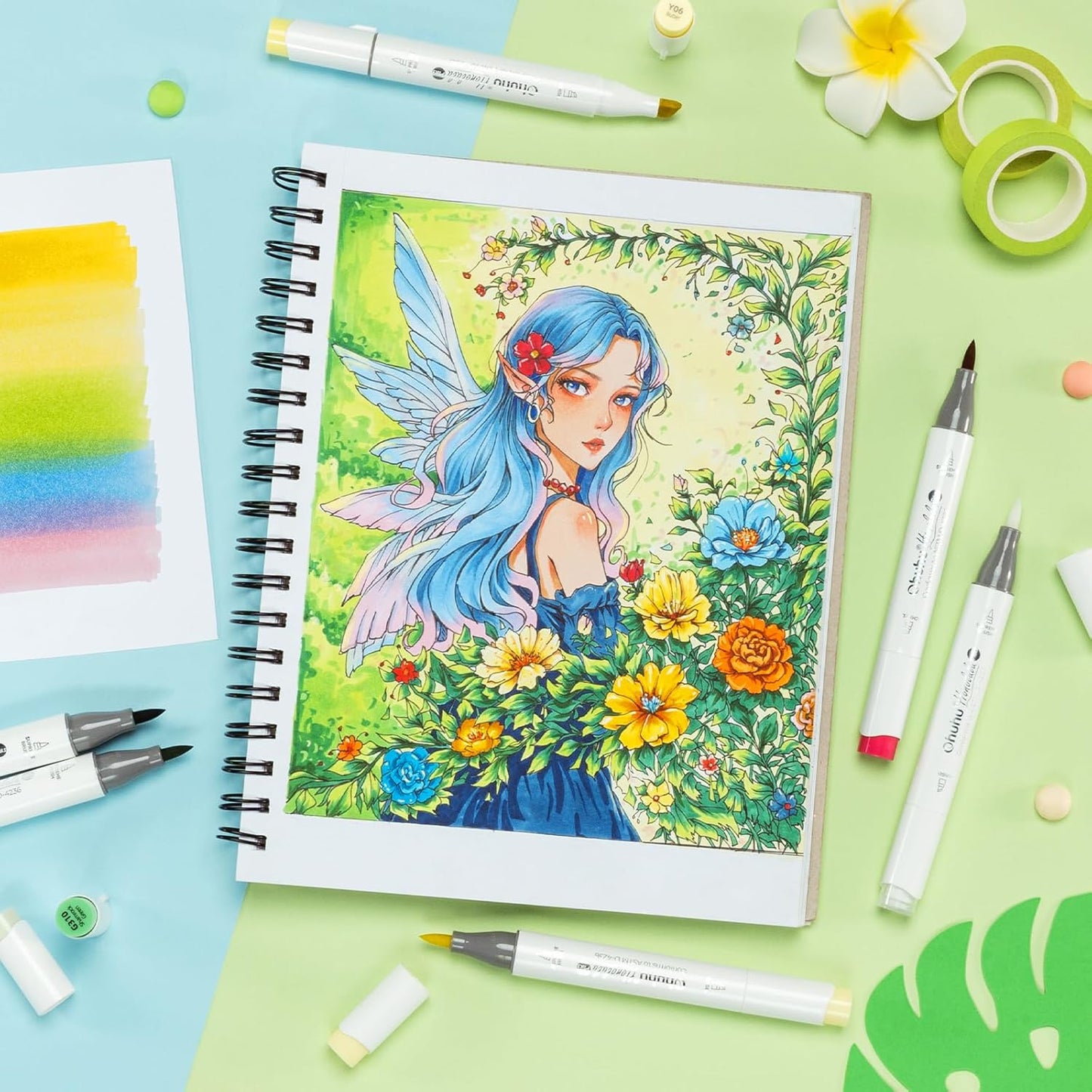 Ohuhu Honolulu Plus Alcohol Markers – 36 Colours + Blender | Supreme Brush & Chisel Tips