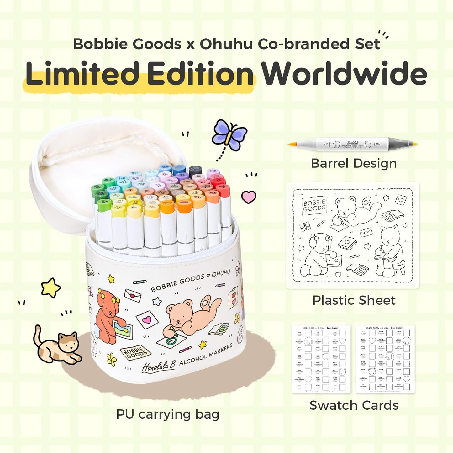 Ohuhu x Bobbie Goods 48 Colour Alcohol Marker Set – Brush & Fine Dual Tip